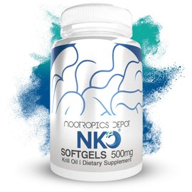 Nootropics Depot NKO™ Krill Oil Softgels | 500mg | 180 Count | Contains DHA + EPA and Astaxanthin | Omega 3 Supplement | Natural | Supports Cardiovascular + Joint Health