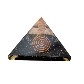 Handcrafted Black Tourmaline Orgonite Pyramid with Copper Coil - Crystal Healing Stone for Reiki Positive Energy, Meditation and Balance