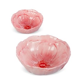 RAZ Imports Pink Floral Bowls, Set of 2, 3.5-inch Diameter, 6.25-inch Diameter