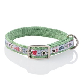 Pet Passion Adjustable Recycled Ribbon Dog Collar for All Pet Breeds, Piney Holiday, X-Small