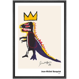 SIGNLEADER Framed Canvas Print Wall Art Dinosaur King Animals Fantasy Illustrations Fine Art Rustic Scenic Relax/Calm Colorful for Living Room, Bedroom, Office - 16"x24" Black