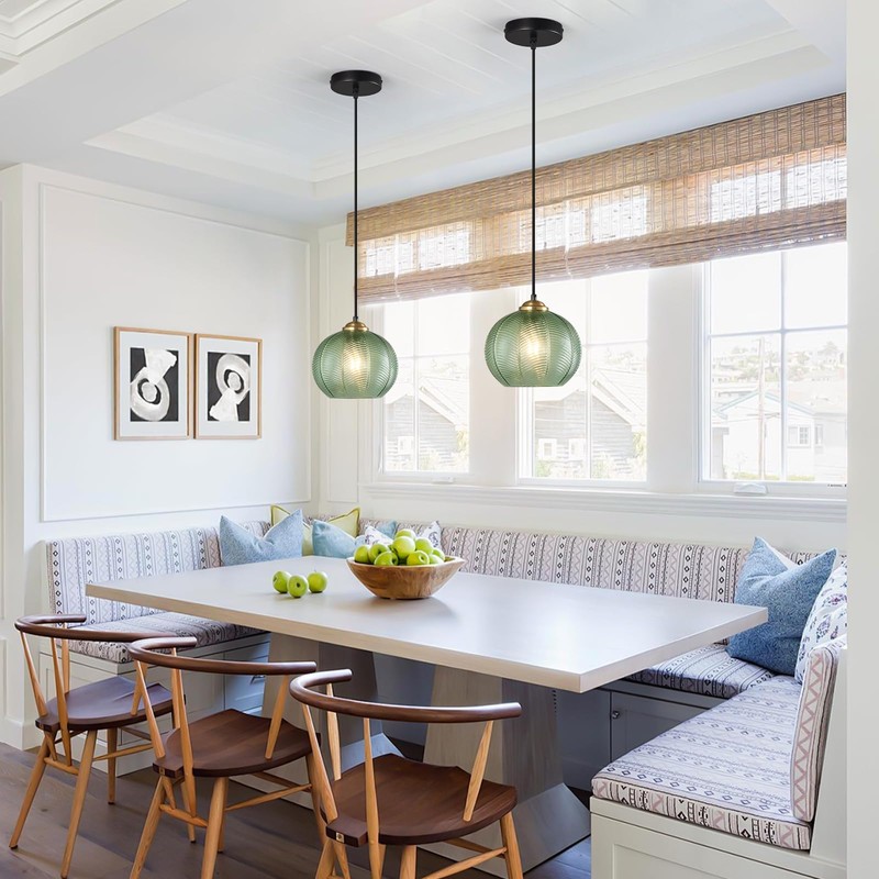 LBSQJ Green Glass Pendant Lights Kitchen Island 1 Pack 7.48