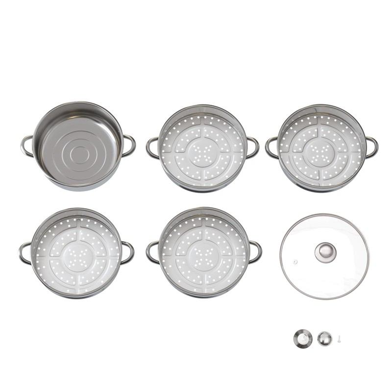 5-Tier Steamer Pot for Cooking, 11.8 Inch Steam Pots with