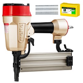 meite ST64L Concrete Nail Gun with 400PCS 14 GA 1-1/2 Inch T Nails, Extended Muzzle Pneumatic Concrete T-Nailer Gun for Wood-to-Concrete Projects, 100PCS Magazine, Accepts 3/4'' to 2-1/2''