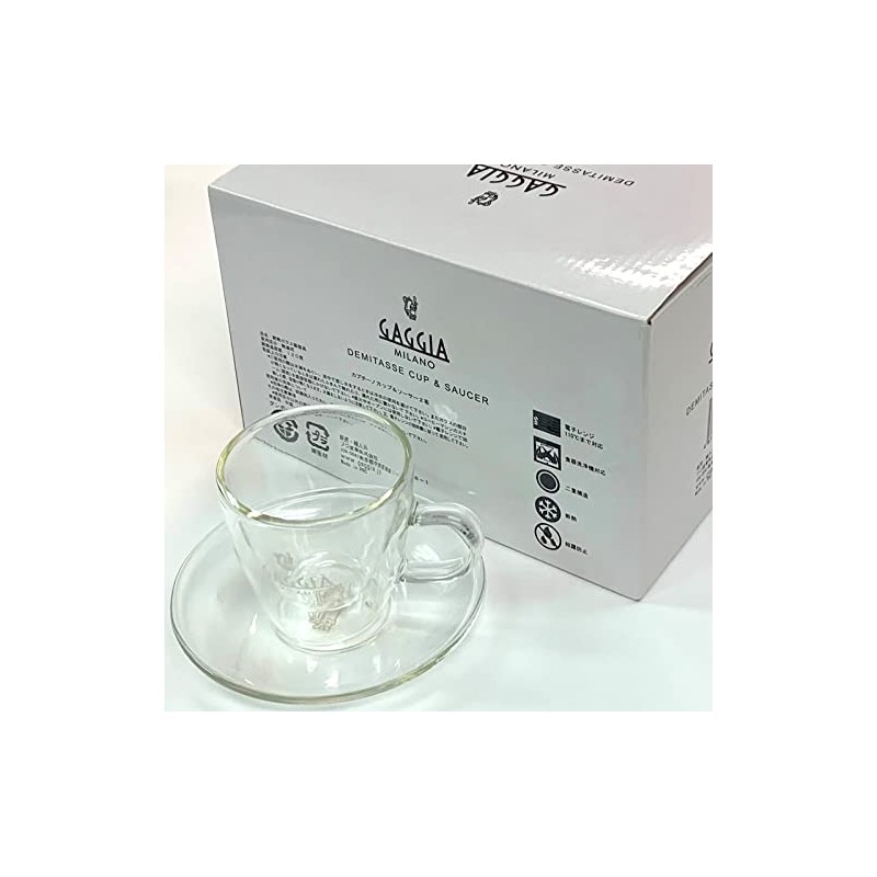 GAGGIA Demitasse Cup & Saucer, 2-Pack, Clear
