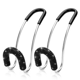 Soleebee 2 Pack Bling Car Headrest Hooks Crystal Rhinestones Universal Car Seat Hook Auto Hook Durable Car Back Seat Hangers Storage Organizer (Black)