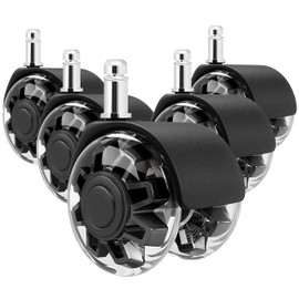 Office Chair Caster Wheels Set of 5,2 inch Heavy-Duty Rollers Chair Wheels,Universal Size 11x22mm,Rubber Mute Chair casters for Hardwood Floors Carpet and Mats.