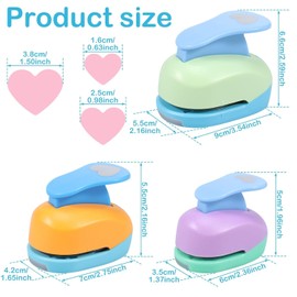Walquicks 3pcs Paper Shape Handmade Puncher, 6mm 25mm 38mm Heart Punch Craft Set Easy to Use Hole Puncher Heart Pattern Craft Shaper Puncher Scrapbook Punches for Crafts Paper Punches