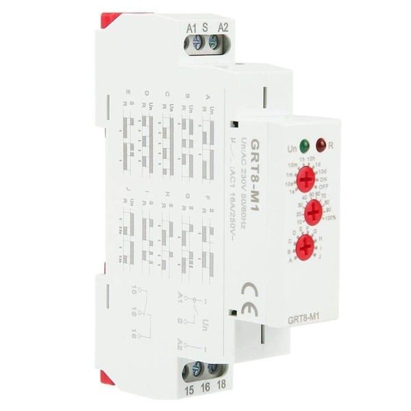 DEWIN GRT8-M1 Time Delay Relay Multifunctional GRT8-M1 Multifunctional Delay Time Relay with 10 Functions DIN Rail Mount AC 220V
