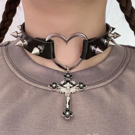 MISTYLE2021 Mine-based Accessory Neck Choker Heart Cross Studded Subcal Mine Light Blue Subcal