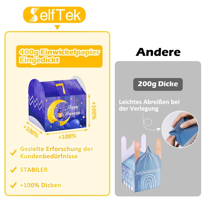 SelfTek DIY Ramadan Calendar for Crafts and Filling, Pack of