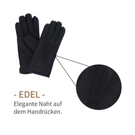 NF NITZSCHE fashion - Lambskin Gloves for Women - 100% Lambskin - Warm Winter Gloves - Colours: Black and Brown - Various Sizes - Elegant Women's Gloves, black