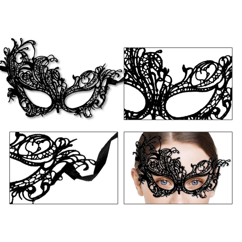 Lotsdonxia Elegant Black Lace Masquerade Mask Stylish Mystery and Glamour