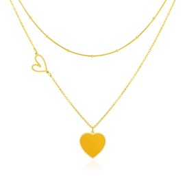 Linawe Heart Pendant Necklace for Women, Stainless Steel Women's Layering Chain with Heart Pendant Jewellery, Statement Necklace Jewellery, Available in Gold, Rose Gold and Silver, Stainless Steel