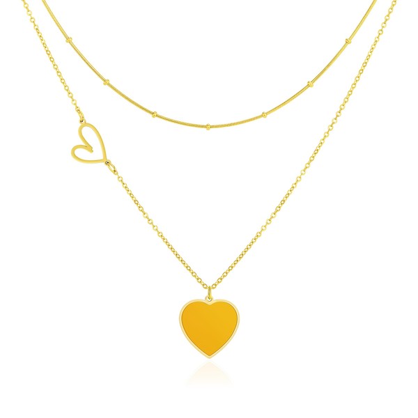 Linawe Heart Pendant Necklace for Women, Stainless Steel Women's Layering