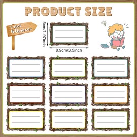 Geyee 40 Pack Magnetic Name Tags Classroom Large Magnetic Name Plates Farmhouse Rustic Name Tags for Teacher Student School Office Home Desk Bulletin Board Decor (Rustic Twig)