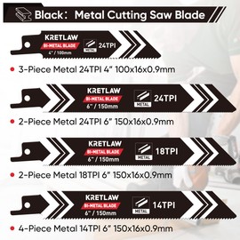 KRETLAW Reciprocating Saw Blades 36-Piece Replacement Saw Blade Set Made of HCS and Bi-Metal for Wood, Metal and Plastic with Handbag