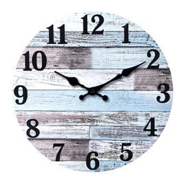 XNM Wood Extra Large Clocks Battery Operated Decorative 24 Inch Nautical Grey Rustic Wall Clock for Office Round Wall Clock Silent(MDF No Solid Wood)