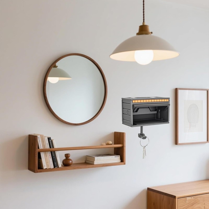 Car Garage Key Holder with Opening Door, Wall Mount Key