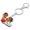 SHIGIE Acrylic Adorable Brown Papillon Dog Keychain Car Backpack Key
