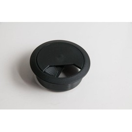 Cable Box Round Black Diameter 60 mm Plastic for Table Tops, Cable Feed-Through