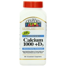21st Century Calcium, 1000mg Plus Vitamin D, 90 Tablets (Pack of 4)