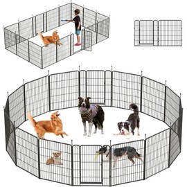 LFCREATOR Dog Playpen Outdoor,Portable 16 Panels 40" Height Dog Fence with Anti-Rust Paint Finish for Large/Medium/Small Dogs,Pet Playpen for Yard,Camping,32in*40in*16panel