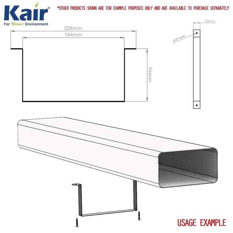 Kair Rectangular Ducting Retaining Clip 180mm x 90mm Support Bracket