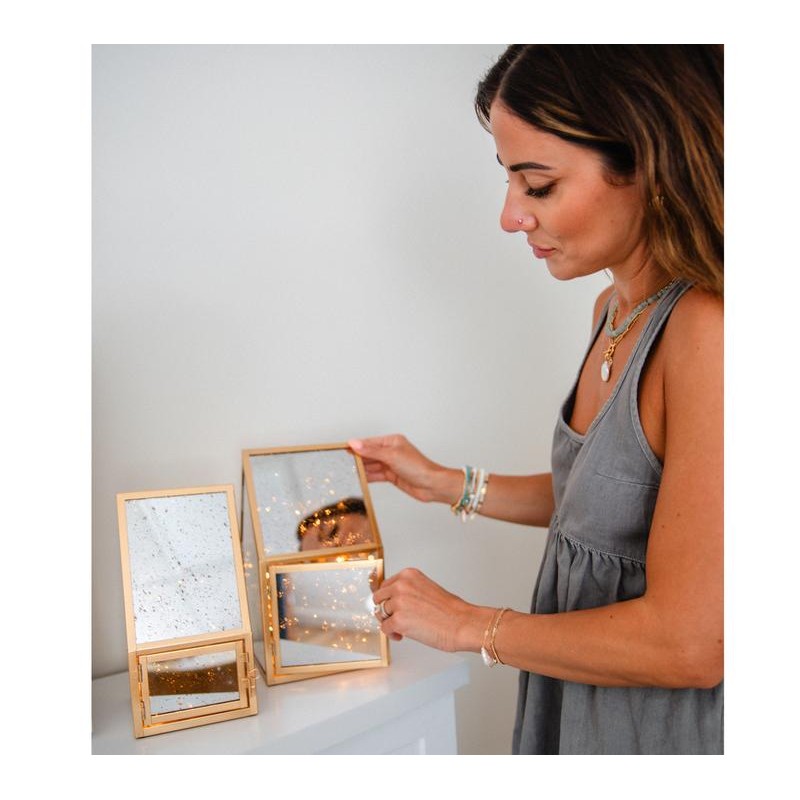 Set of 2 Medium & Large Mercury Glass Lanterns by