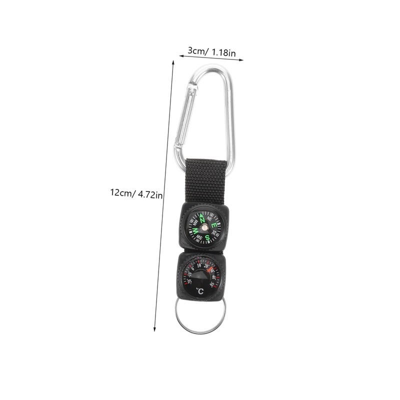 Kisangel Keychain Compass Thermometer Hiking Survival Tool Mini Compass for