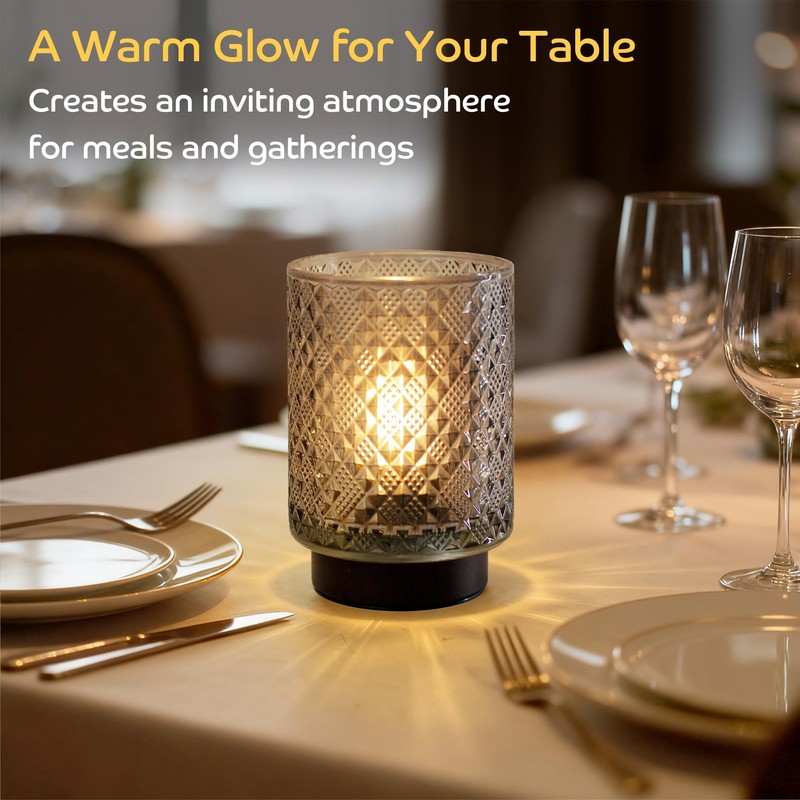 LUSHARBOR Battery Operated Lamp with Timer, Small Decorative Table Lamp