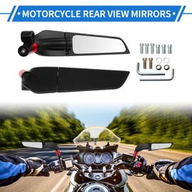VekAuto 1 Set Motorcycle Rear View Mirrors Handlebar Mirrors Universal Adjustable Aluminum Alloy Black Red M8/M10 Polygonal Shape