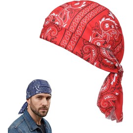 Paisley Cooling Head Scarf Cap Set, Motorcycle Pirate Head Wrap Safety Helmet Liner, Bandana Beanie