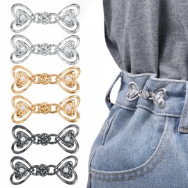 3 Sets Adjustable Button for Loose Jeans Pant Waist Tightener Detachable Crystal Pants Clips No Sew Fit Button Pins Make Jeans Waist Smaller Instant Button Hook for Waist Silver Gold Black