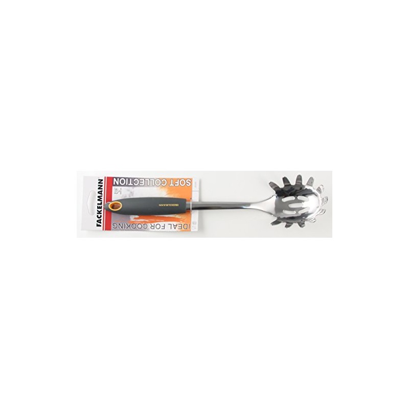 Fackelmann Spaghetti Spoon Soft 31cm in Grey/Orange/Silver, Stainless Steel 31
