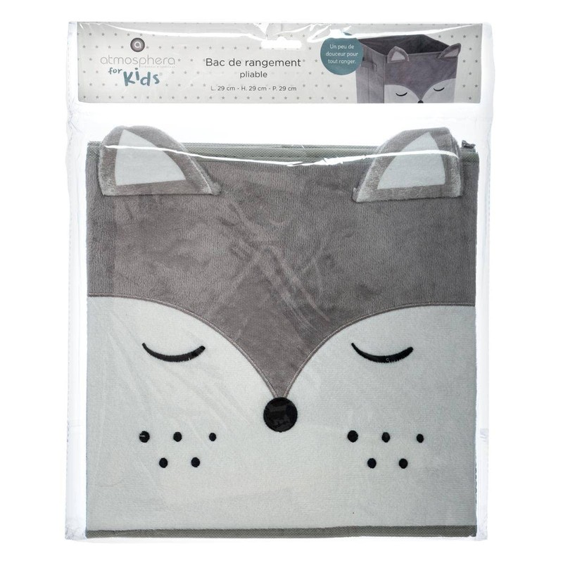 Atmosphera Children's Storage Box Fox Velvet Grey Grey