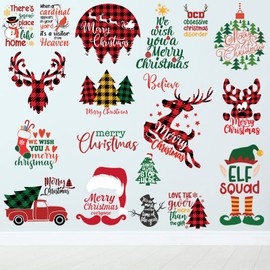 20 Pieces Christmas Wall Stickers Christmas Window Clings Decals Decoration Waterproof Christmas Window Sticker Vinyl Snow Flakes Sticker Santa Claus Reindeer Wall Decal for Living Room Bedroom Party