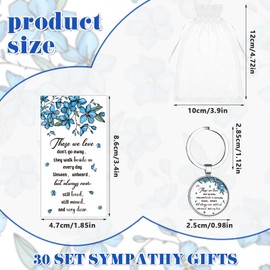 CNSJ 30 Sets Forget Me Not Memorial Keychain Funeral Favors with Flower Key Ring Bulk Remembrance Cards Organza Bags for Guests Loved Ones Celebration of Life Keepsakes
