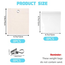 YEXEXINM 8 Pack Outdoor Gazebo Weights 15oz Curtain Sandbag Weighted Bags Drapery Weights Bottom Patio Curtain Weights Bags with Holder Clip for Pergola Cabana Gazebo Garden