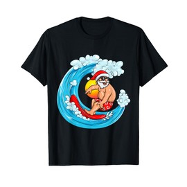 Christmas in July Santa Hawaiian Surfing - Summer Xmas T-Shirt