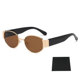 Asheyya Gold Retro Oval Sunglasses Women, 90s UV400 Protection Sun Glasses Classic Shades