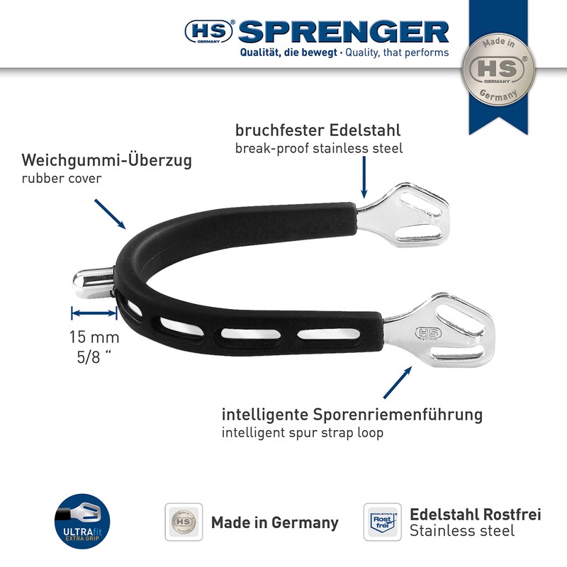 SPRENGER ULTRA FIT EXTRA GRIP Sporen mit Balkenhol Schlaufe, Edelstahl,
