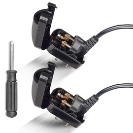 3 Pin Converter Plug, OFOAEEA 2 Pcs Euro Earthed to UK Converter Plug, EU to UK Plug Fused, 13 Amp Pin Converters with Screwdriver，Adapter EU to UK, Euro Earthed to UK 3 Pin Earthed (Black)