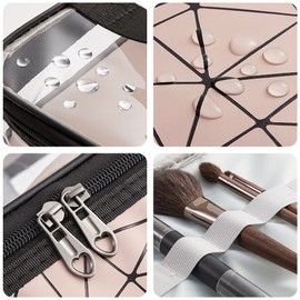 Larlary Toiletry Bag, Double Layer, Double Layer Lady, Used for Storing Cosmetics and Toiletries (Pink), Pink, Double-layered, easy to wear