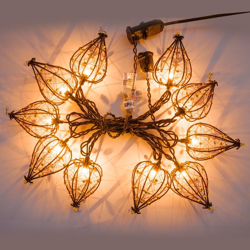 Outdoor Decorative String Lights, Beaded Copper Wire Teardrop Lantern String
