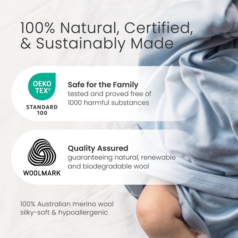 Woolino Baby Swaddle Blanket, 100% Merino Wool Receiving Blanket for