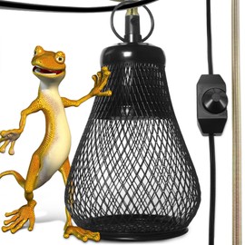 Trakem Reptile Anti-Scald Lampshade, Reptile Heat Lamp Mesh Cage Lampshade Cover Pipe with Cable Protection for Reptile Turtles Chicks Lizard Snake