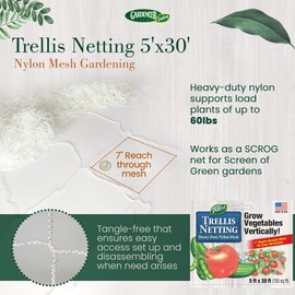 Gardeneer by Dalen Plant Growth Trellis Netting – Nylon Mesh Gardening Net for Vertical Growing Crops – Vegetables & Fruits Cultivation (5′ x 30′)