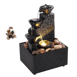 Decoraciones de Fuente de Mesa, Fuente de Agua de Escritorio USB, Manualidades con Piedras Irregulares, Luces LED, Fuente de para Manualidades para el Hogar, Oficina, Dormitorio,