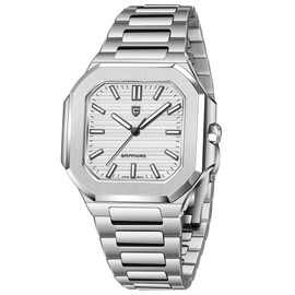 Pagani Design Herren Quarz Uhr mit Mechanischem Sekundenlauf - Edelstahl Wasserfeste Armbanduhr für Business & Sport, Leuchtendes Zifferblatt, 5-Jährige Batterielebensdauer (Weiß)